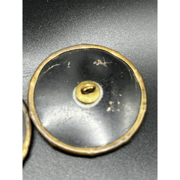 Antique Brass Button "The Wishing Well" 2-Part Rotating Large Metal Set of 5 - Picture 12 of 13